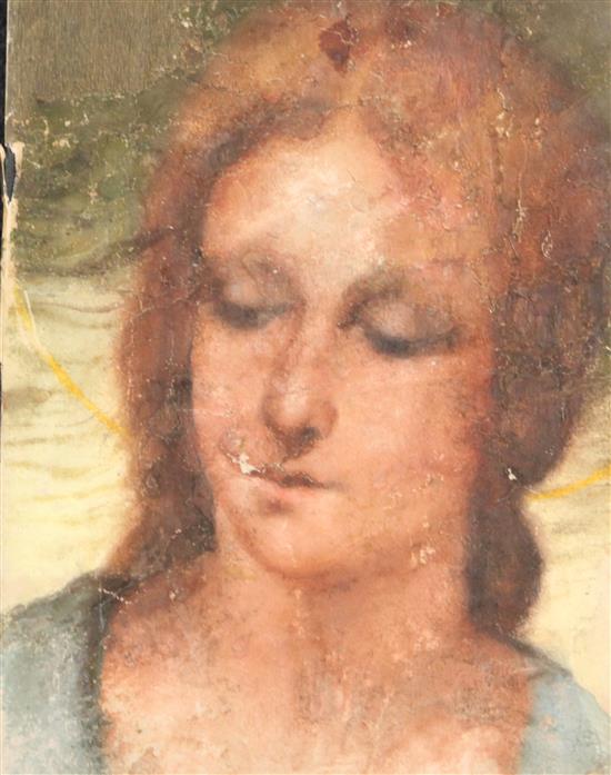 Italian School pastel, Head of a female saint(-)